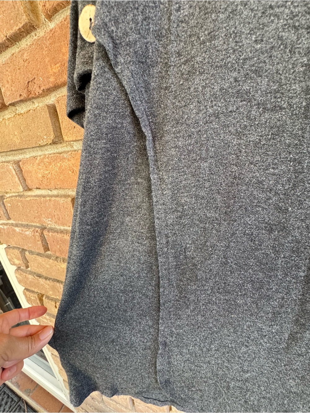 Misia Charcoal Gray Short Sleeve Top with Button-Shoulder Detail - Picture 4 of 5